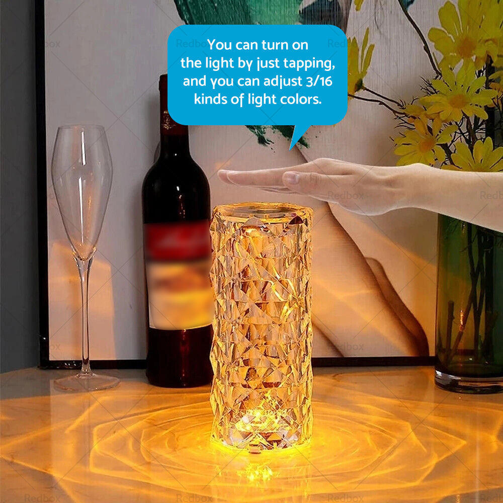 Crystal Table Lamp Rose Diamond Touch Lamp with USB 3 or 16 Color Crystal LED Light-4